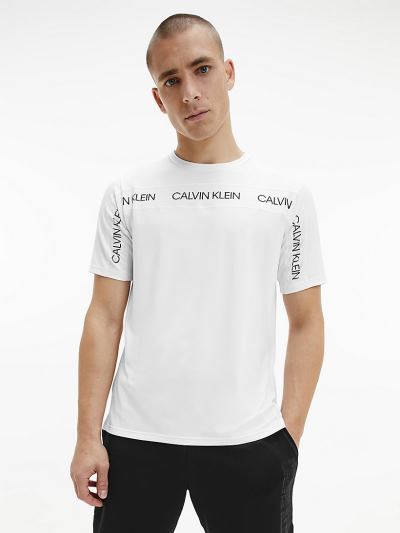Calvin Klein Ruhák HU709633 | Calvin Klein Logo Gym Férfi Póló Világos Fehér